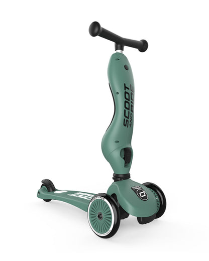 Scoot and Ride Highkick 1 Scooter-Easily Converts from Seat Scooter into Kickboard-Weight Shift Steering-Height Adjustable Seat & Handle-From 1 to 5Y (Upto 50 kg)-Forest