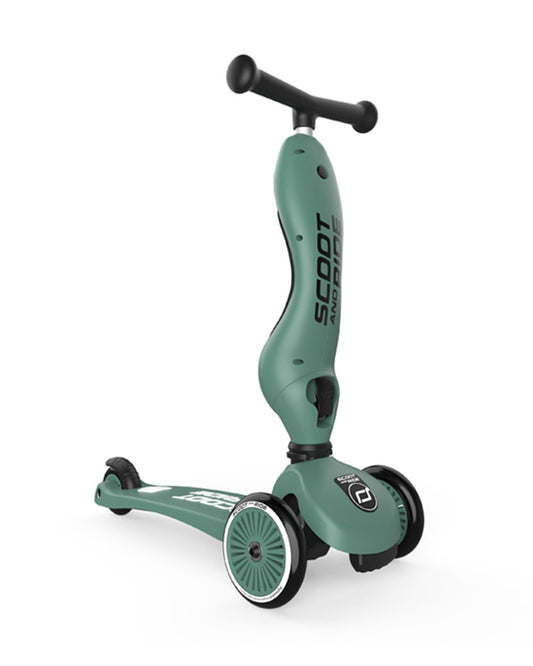 Scoot and Ride Highkick 1 Scooter-Easily Converts from Seat Scooter into Kickboard-Weight Shift Steering-Height Adjustable Seat & Handle-From 1 to 5Y (Upto 50 kg)-Forest