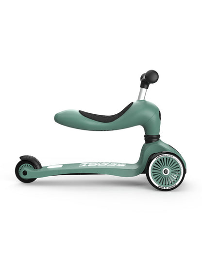 Scoot and Ride Highkick 1 Scooter-Easily Converts from Seat Scooter into Kickboard-Weight Shift Steering-Height Adjustable Seat & Handle-From 1 to 5Y (Upto 50 kg)-Forest