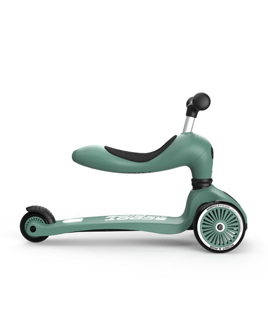 Scoot and Ride Highkick 1 Scooter-Easily Converts from Seat Scooter into Kickboard-Weight Shift Steering-Height Adjustable Seat & Handle-From 1 to 5Y (Upto 50 kg)-Forest