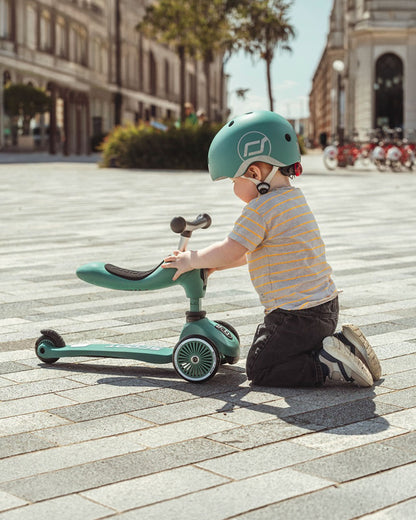 Scoot and Ride Highkick 1 Scooter-Easily Converts from Seat Scooter into Kickboard-Weight Shift Steering-Height Adjustable Seat & Handle-From 1 to 5Y (Upto 50 kg)-Forest