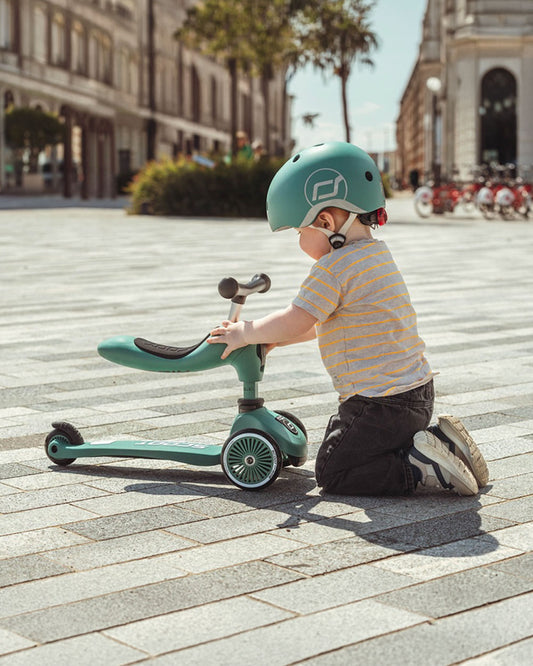 Scoot and Ride Highkick 1 Scooter-Easily Converts from Seat Scooter into Kickboard-Weight Shift Steering-Height Adjustable Seat & Handle-From 1 to 5Y (Upto 50 kg)-Forest