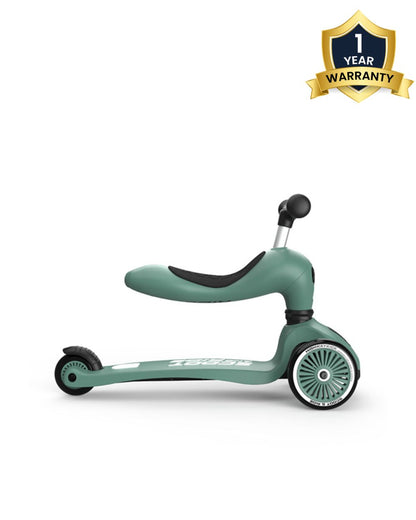 Scoot and Ride Highkick 1 Scooter-Easily Converts from Seat Scooter into Kickboard-Weight Shift Steering-Height Adjustable Seat & Handle-From 1 to 5Y (Upto 50 kg)-Forest