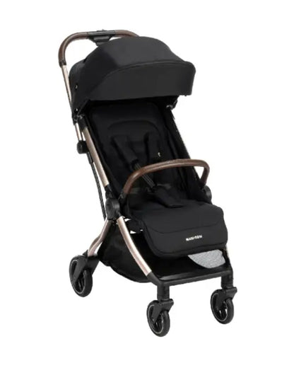 Maxi-Cosi Eva3 Lighweight Stroller-One Hand Fold-Flat Reclining Seat-Car Seat Compatible-Includes Car Seat Adapters & Mosquito Net-For 0 to 4Y (Upto 22 kg)-Essential Black Champagne