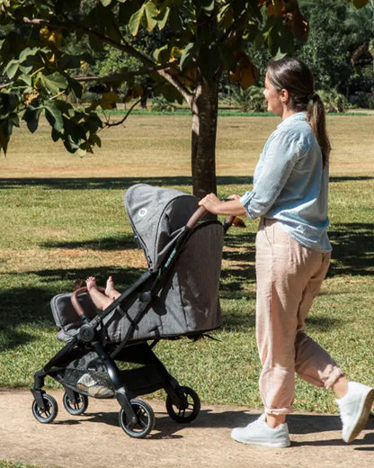 Maxi-Cosi Eva3 Lighweight Stroller-One Hand Fold-Flat Reclining Seat-Car Seat Compatible-Includes Car Seat Adapters & Mosquito Net-For 0 to 4Y (Upto 22 kg)-Essential Black Champagne
