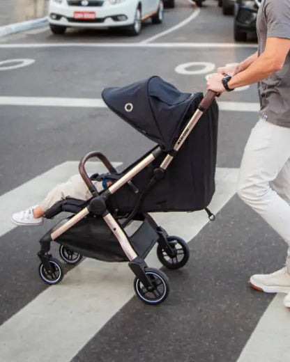 Maxi-Cosi Eva3 Lighweight Stroller-One Hand Fold-Flat Reclining Seat-Car Seat Compatible-Includes Car Seat Adapters & Mosquito Net-For 0 to 4Y (Upto 22 kg)-Essential Black