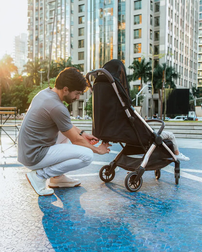 Maxi-Cosi Eva3 Lighweight Stroller-One Hand Fold-Flat Reclining Seat-Car Seat Compatible-Includes Car Seat Adapters & Mosquito Net-For 0 to 4Y (Upto 22 kg)-Select Grey