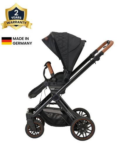 Mercedes AMG GT2 Stroller-With Integrated Handbrake-Height Adjustable Parent Handle Bar-Reversible & Flat Reclining Seat-Includes Organiser, Rain Cover, Car Seat Adapters & Cup Holder-2 Years Warranty-For 0 to 4Y (Upto 22 kg)-Sienabraun