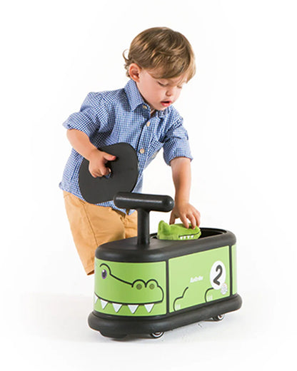 Italtrike La Cosa Vehicle Ride On-Rubber Coated Non Marking Wheels-Rotating Front Wheels-Built in Toy Storage-For 1 to 6Y (Upto 50 kg)-Crocodile