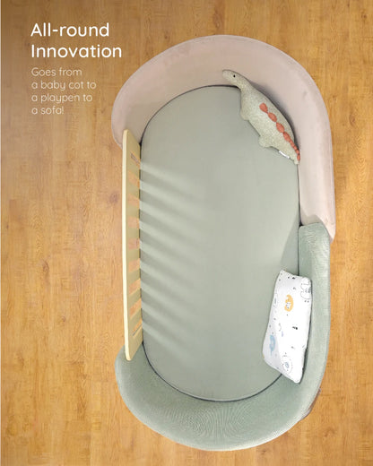 Waddle and Roo Cozy Wooden Cot-Liveable Green