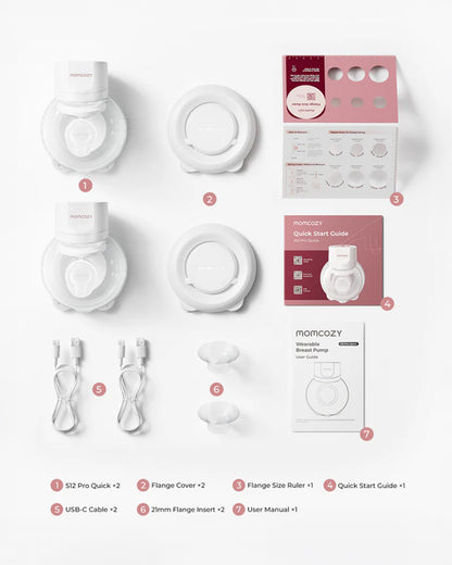 Momcozy S12 Pro Quick Double Wearable Breast Pump-Portable-With Long Battery Life-Hybrid DoubleFit Flange-24mm-3 Modes and 9 Levels-Hands Free-Quiet Motor-Pink