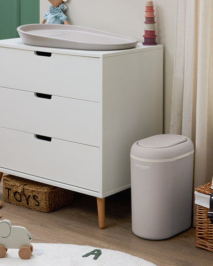 Shnuggle Eco-Touch Diaper Pail-With Dual seal odour airlock and Cassette free design-Compatible with any standard bin liner-Taupe