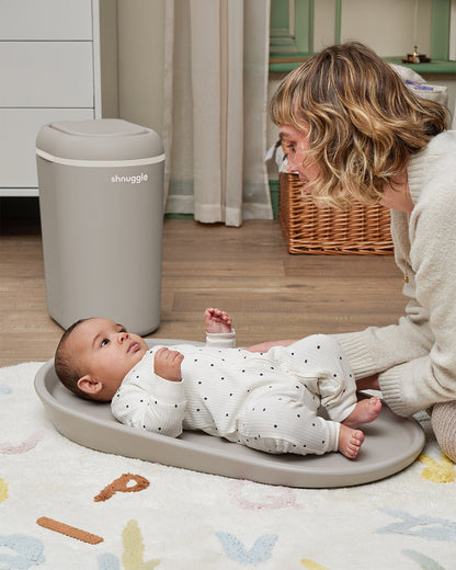 Shnuggle Eco-Touch Diaper Pail-With Dual seal odour airlock and Cassette free design-Compatible with any standard bin liner-Taupe