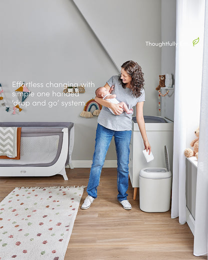 Shnuggle Eco-Touch Diaper Pail-With Dual seal odour airlock and Cassette free design-Compatible with any standard bin liner-Taupe