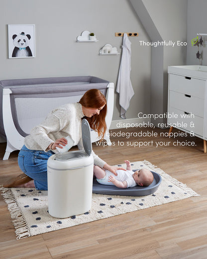Shnuggle Eco-Touch Diaper Pail-With Dual seal odour airlock and Cassette free design-Compatible with any standard bin liner-Taupe