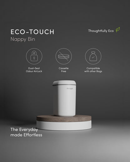 Shnuggle Eco-Touch Diaper Pail-With Dual seal odour airlock and Cassette free design-Compatible with any standard bin liner-Taupe