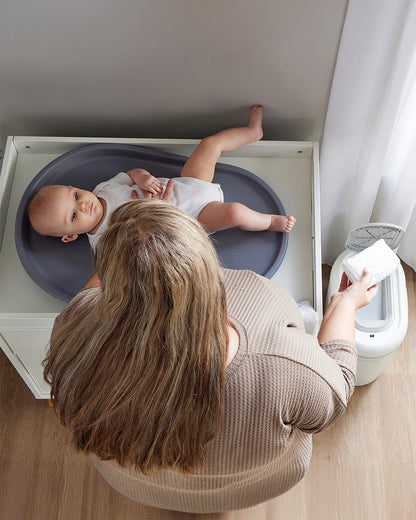 Shnuggle Eco-Touch Diaper Pail-With Dual seal odour airlock and Cassette free design-Compatible with any standard bin liner-Taupe