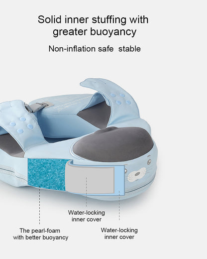 Mambobaby Swimming Waist Float-Air Free Foam Design with Crotch Strap & Double Lock Mechanism-Seal-Blue