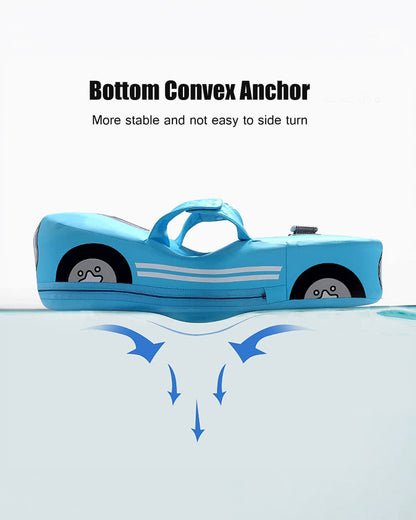 Mambobaby Swimming Waist Float-Air Free Foam Design with Double Buckles & Shoulder Straps-Car-Blue