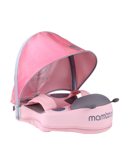 Mambobaby Swimming Waist Float-Air Free Foam Design with Crotch Strap & Double Lock Mechanism with UPF 50+ Detachable 3D Canopy-Upto 18 kg Baby Weight-Ladybug-Pink