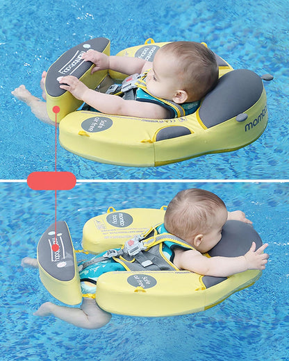 Mambobaby Swimming Waist Float-Air Free Foam Design with Crotch Strap & Double Lock Mechanism with UPF 50+ Detachable 3D Canopy-Upto 18 kg Baby Weight-Ladybug-Yellow