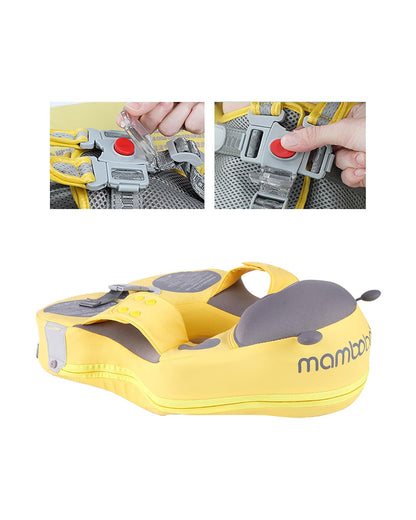 Mambobaby Swimming Waist Float-Air Free Foam Design with Crotch Strap & Double Lock Mechanism with UPF 50+ Detachable 3D Canopy-Upto 18 kg Baby Weight-Ladybug-Yellow