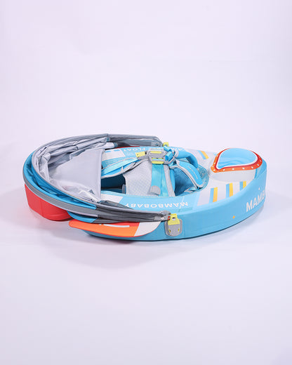 Mambobaby Chest Float Swimming Tube-Air Free Foam Design with 5 Point Safety Harness & 3 Swim Modes, UPF 50+ Detachable 3D Canopy-Upto 18 kg Baby Weight-Rocketship-Blue