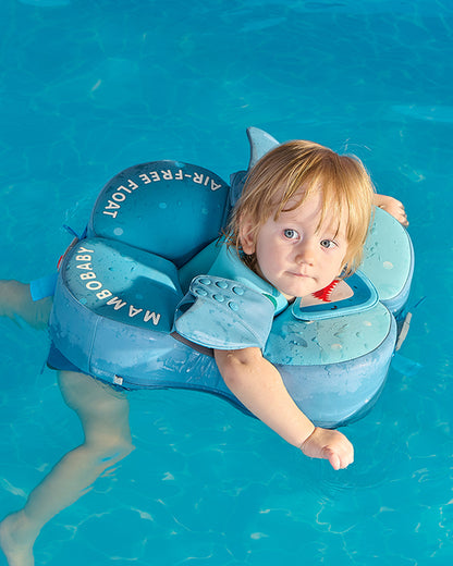 Mambobaby Swimming Waist Float-Air Free Foam Design with Crotch Strap & Double Lock Mechanism-Shark-Blue