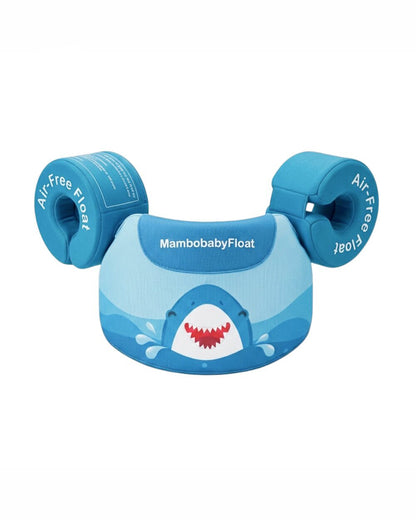 Mambobaby Swimming Armbands-Air Free Foam Design with Safety Lock Buckle & 3 Swim Modes-Detachable Chest Support-For 3 to 8Y-Shark-Blue