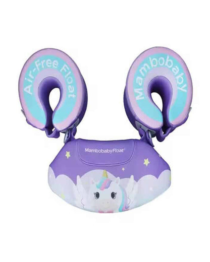 Mambobaby Swimming Armbands-Air Free Foam Design with Safety Lock Buckle & 3 Swim Modes-Detachable Chest Support-For 3 to 8Y-Unicorn-Purple