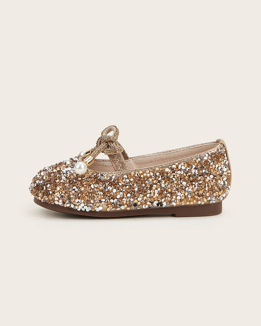 NINO BELLO Golden Dazzling Glittery Knot Slip On Bellies For Infants