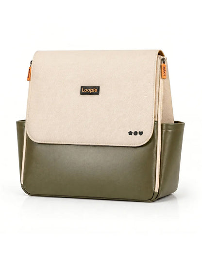 Loopie Robin Diaper Bag-Backpack With Foldable Diaper Mat-Multiple Compartments & Insulated Pockets-Olive Fern
