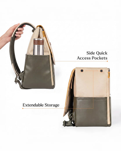 Loopie Robin Diaper Bag-Backpack With Foldable Diaper Mat-Multiple Compartments & Insulated Pockets-Olive Fern