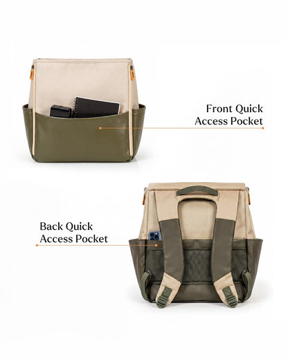 Loopie Robin Diaper Bag-Backpack With Foldable Diaper Mat-Multiple Compartments & Insulated Pockets-Olive Fern