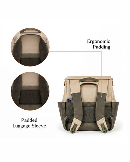 Loopie Robin Diaper Bag-Backpack With Foldable Diaper Mat-Multiple Compartments & Insulated Pockets-Olive Fern