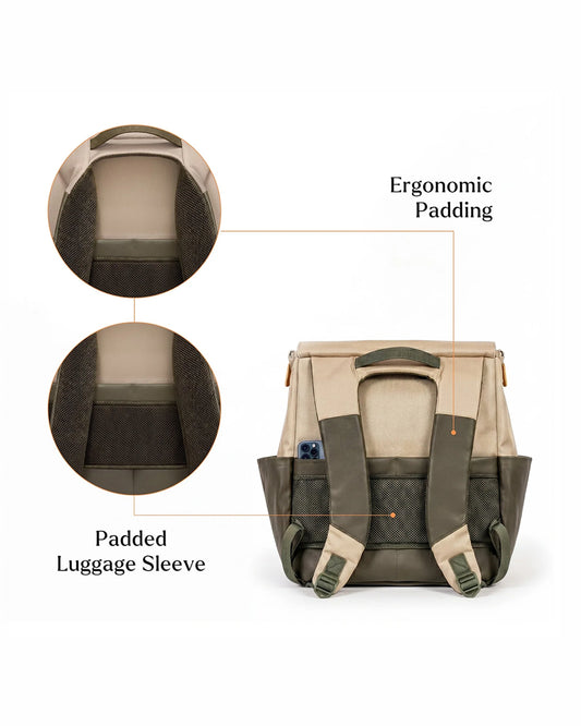 Loopie Robin Diaper Bag-Backpack With Foldable Diaper Mat-Multiple Compartments & Insulated Pockets-Olive Fern