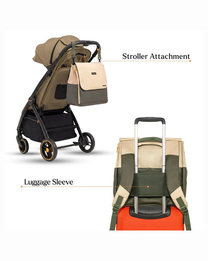Loopie Robin Diaper Bag-Backpack With Foldable Diaper Mat-Multiple Compartments & Insulated Pockets-Olive Fern