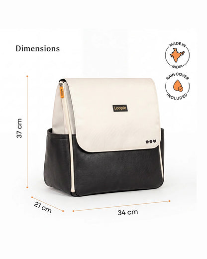 Loopie Robin Diaper Bag-Backpack-With Foldable Diaper Mat-Multiple Compartments & Insulated Pockets-Ivory Marble