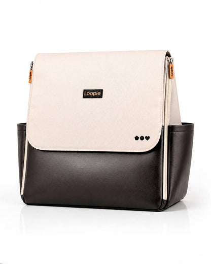 Loopie Robin Diaper Bag-Backpack-With Foldable Diaper Mat-Multiple Compartments & Insulated Pockets-Ivory Marble