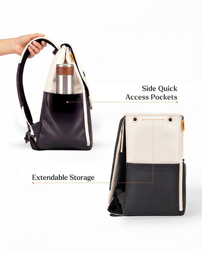 Loopie Robin Diaper Bag-Backpack-With Foldable Diaper Mat-Multiple Compartments & Insulated Pockets-Ivory Marble