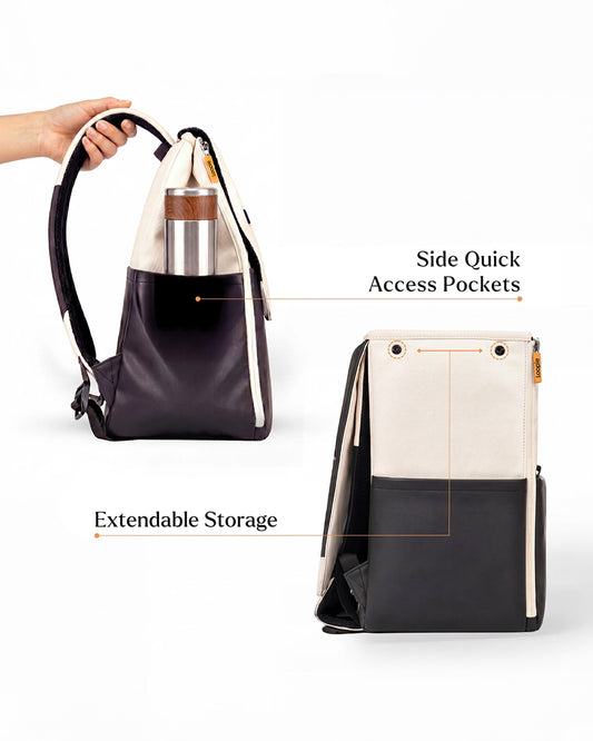 Loopie Robin Diaper Bag-Backpack-With Foldable Diaper Mat-Multiple Compartments & Insulated Pockets-Ivory Marble