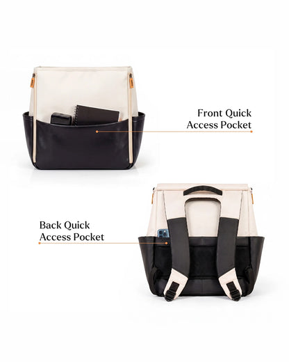 Loopie Robin Diaper Bag-Backpack-With Foldable Diaper Mat-Multiple Compartments & Insulated Pockets-Ivory Marble