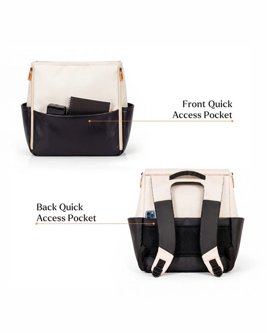 Loopie Robin Diaper Bag-Backpack-With Foldable Diaper Mat-Multiple Compartments & Insulated Pockets-Ivory Marble