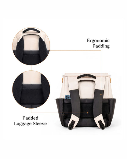 Loopie Robin Diaper Bag-Backpack-With Foldable Diaper Mat-Multiple Compartments & Insulated Pockets-Ivory Marble