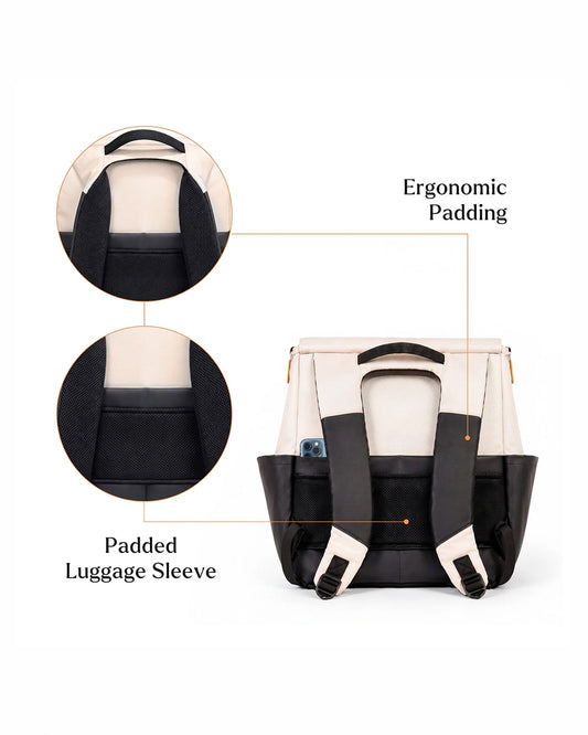 Loopie Robin Diaper Bag-Backpack-With Foldable Diaper Mat-Multiple Compartments & Insulated Pockets-Ivory Marble