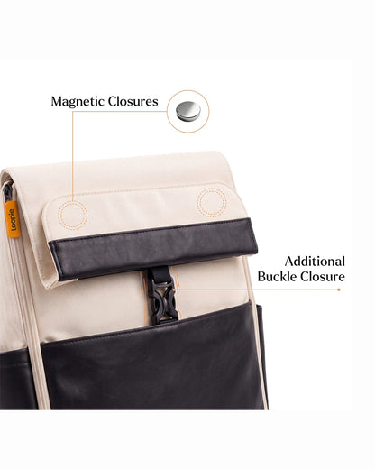 Loopie Robin Diaper Bag-Backpack-With Foldable Diaper Mat-Multiple Compartments & Insulated Pockets-Ivory Marble