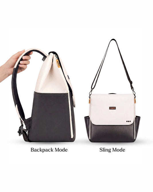 Loopie Robin Diaper Bag-Backpack-With Foldable Diaper Mat-Multiple Compartments & Insulated Pockets-Ivory Marble