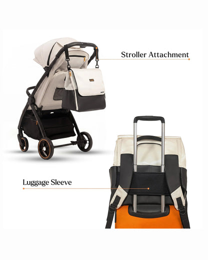 Loopie Robin Diaper Bag-Backpack-With Foldable Diaper Mat-Multiple Compartments & Insulated Pockets-Ivory Marble