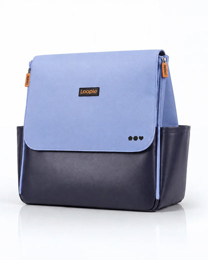 Loopie Robin Diaper Bag-Backpack With Foldable Diaper Mat-Multiple Compartments & Insulated Pockets-Blue Frost