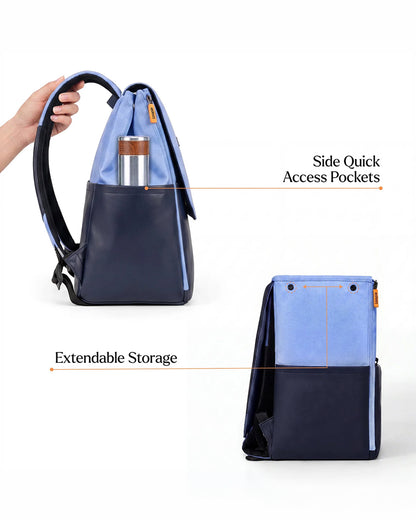 Loopie Robin Diaper Bag-Backpack With Foldable Diaper Mat-Multiple Compartments & Insulated Pockets-Blue Frost